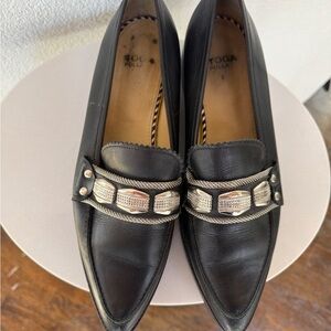 TOGA Pulla Black Loafers with Silver Details